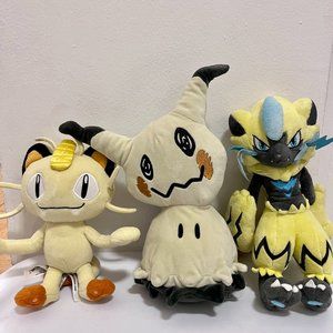 Pokemon Plushy Trio - Meowth , Mimikyu & Zeraora